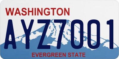 WA license plate AYZ7001