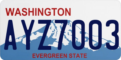 WA license plate AYZ7003