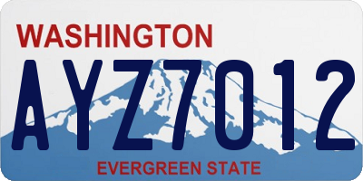 WA license plate AYZ7012