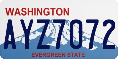 WA license plate AYZ7072