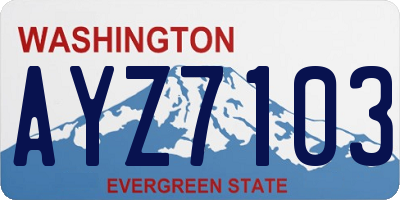 WA license plate AYZ7103