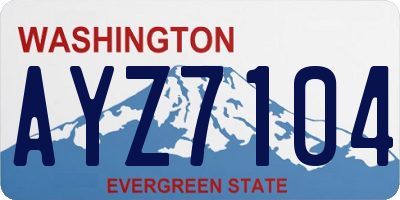 WA license plate AYZ7104