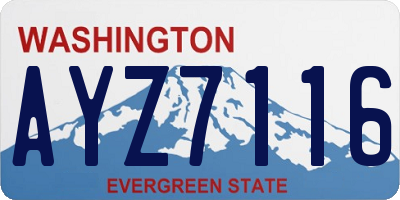 WA license plate AYZ7116