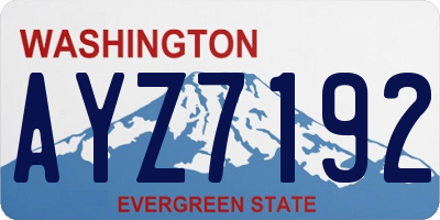 WA license plate AYZ7192