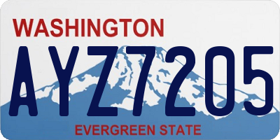 WA license plate AYZ7205