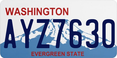 WA license plate AYZ7630