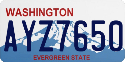 WA license plate AYZ7650