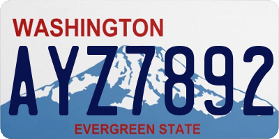 WA license plate AYZ7892