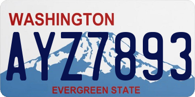 WA license plate AYZ7893