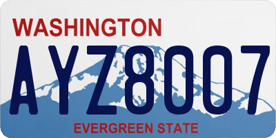 WA license plate AYZ8007