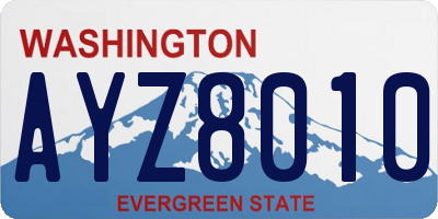 WA license plate AYZ8010