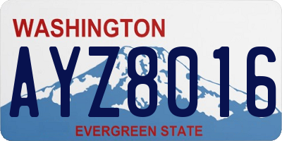 WA license plate AYZ8016