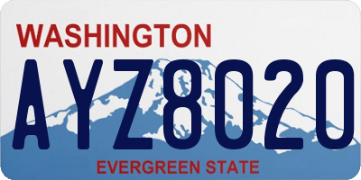 WA license plate AYZ8020