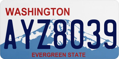 WA license plate AYZ8039