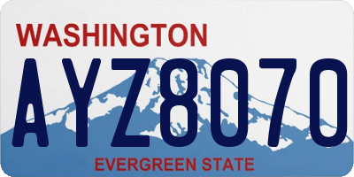 WA license plate AYZ8070