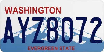 WA license plate AYZ8072