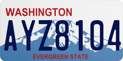 WA license plate AYZ8104