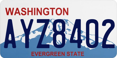 WA license plate AYZ8402