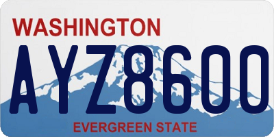 WA license plate AYZ8600