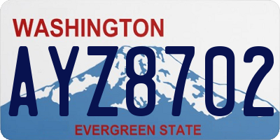 WA license plate AYZ8702