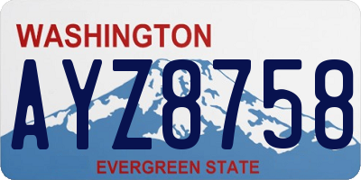 WA license plate AYZ8758