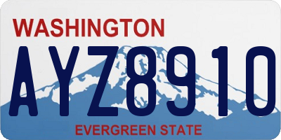 WA license plate AYZ8910