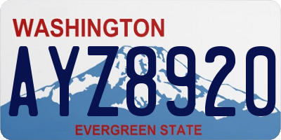 WA license plate AYZ8920