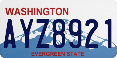 WA license plate AYZ8921