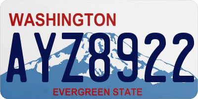 WA license plate AYZ8922