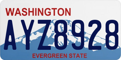 WA license plate AYZ8928