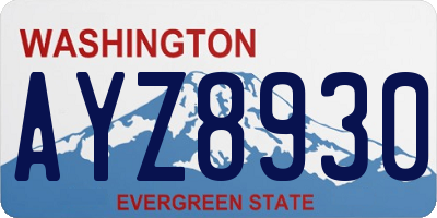 WA license plate AYZ8930