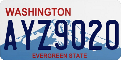 WA license plate AYZ9020