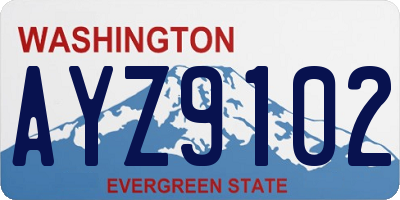 WA license plate AYZ9102