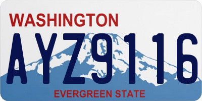 WA license plate AYZ9116