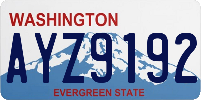 WA license plate AYZ9192