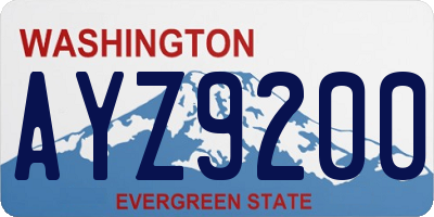 WA license plate AYZ9200