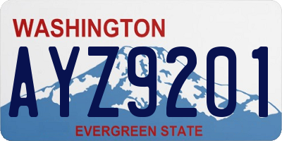 WA license plate AYZ9201