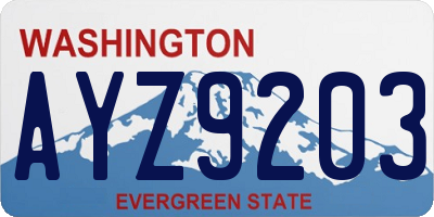 WA license plate AYZ9203