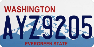 WA license plate AYZ9205