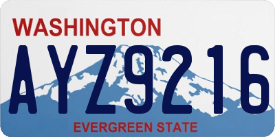 WA license plate AYZ9216