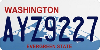 WA license plate AYZ9227