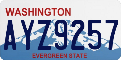 WA license plate AYZ9257