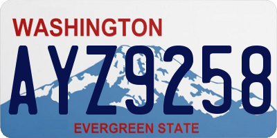 WA license plate AYZ9258