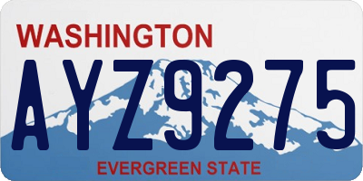 WA license plate AYZ9275