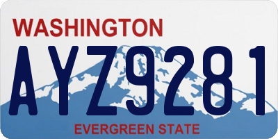 WA license plate AYZ9281