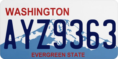 WA license plate AYZ9363