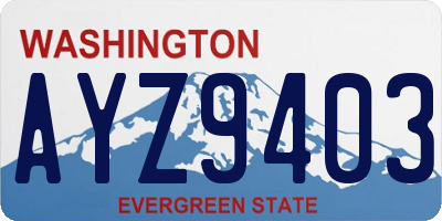 WA license plate AYZ9403