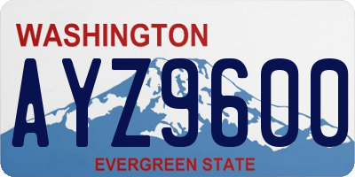 WA license plate AYZ9600