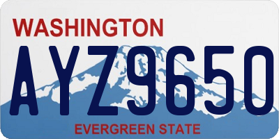 WA license plate AYZ9650