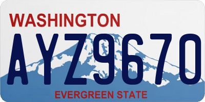 WA license plate AYZ9670